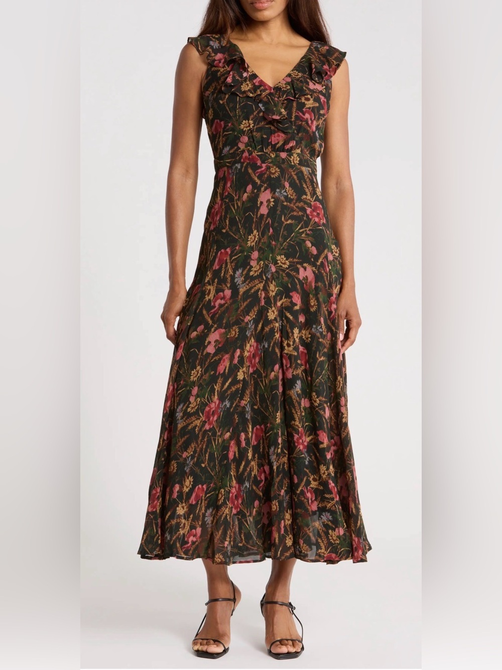 Paige $499 Silk Sharleen Floral Cap Sleeve Maxi Dress